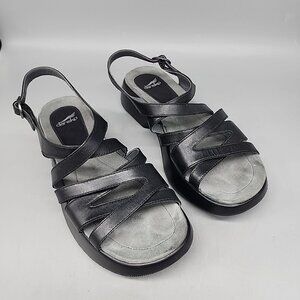 Dansko Black Leather Chunky Strappy Sandals Women's Size 39 US 8-8.5 Slingback